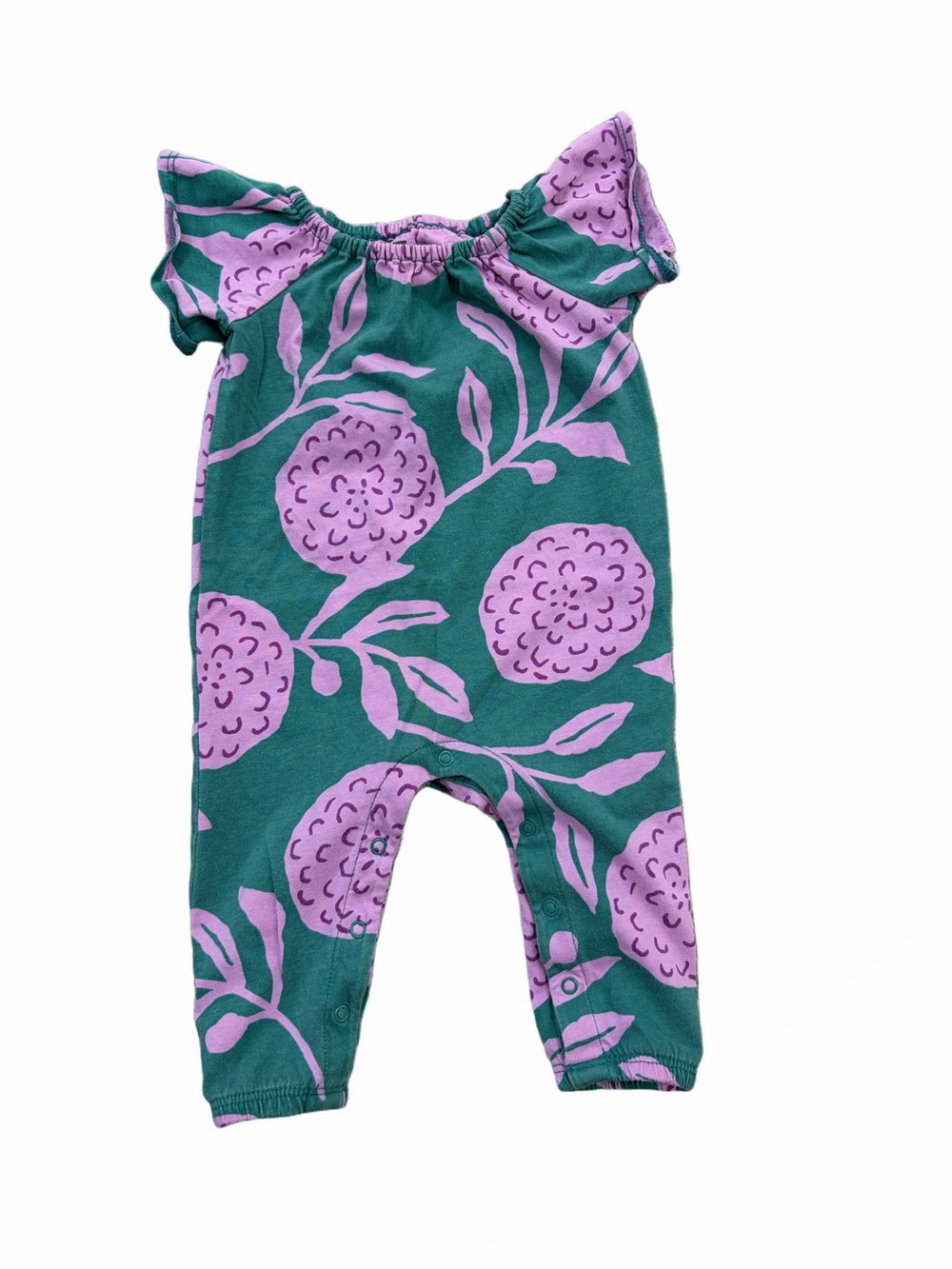 Tea Collection Size 3-6 Months Short Flutter Sleeve Jumpsuit Romper Fruit Print